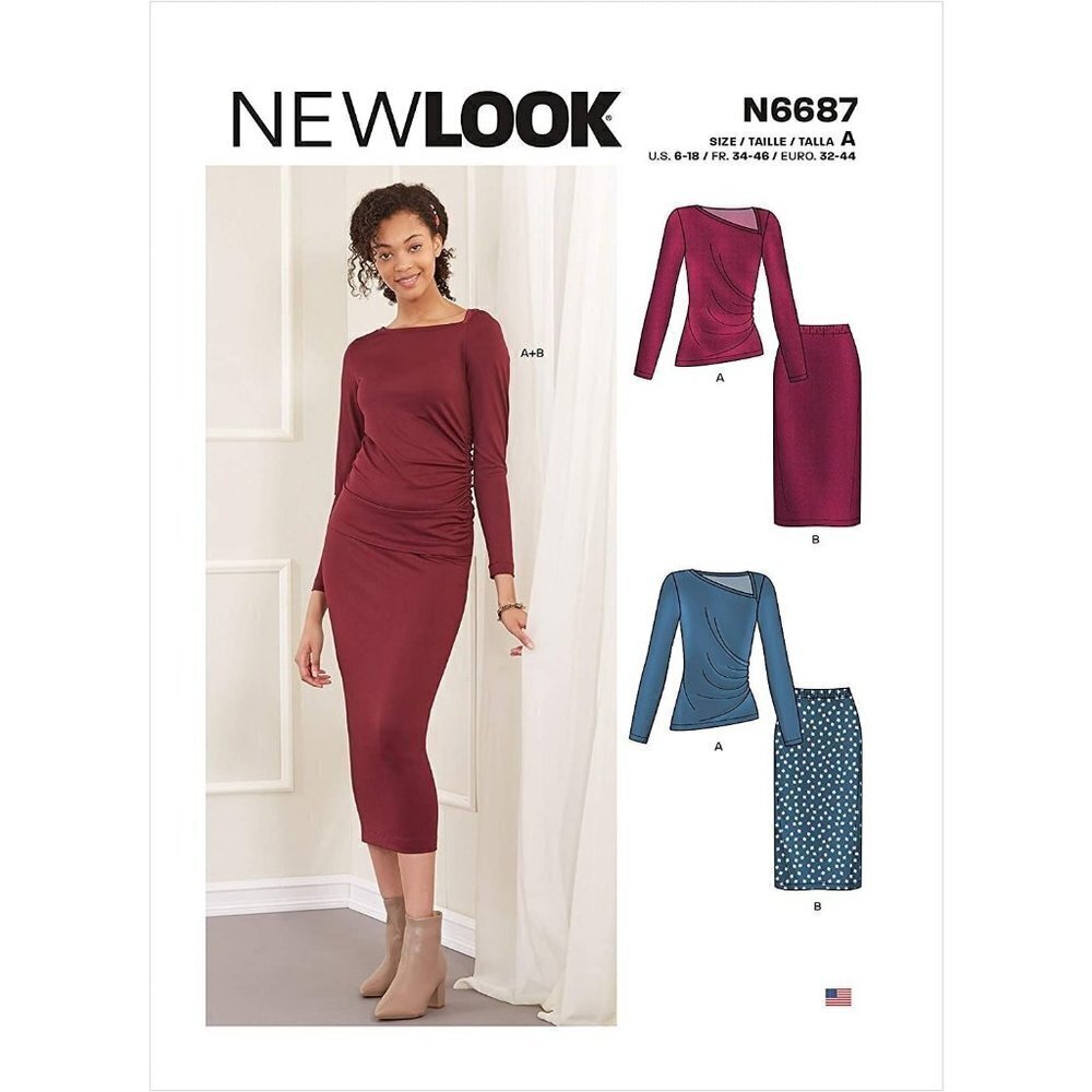 New Look Sewing Pattern 6687‎ Top Skirt Misses Size 6-18